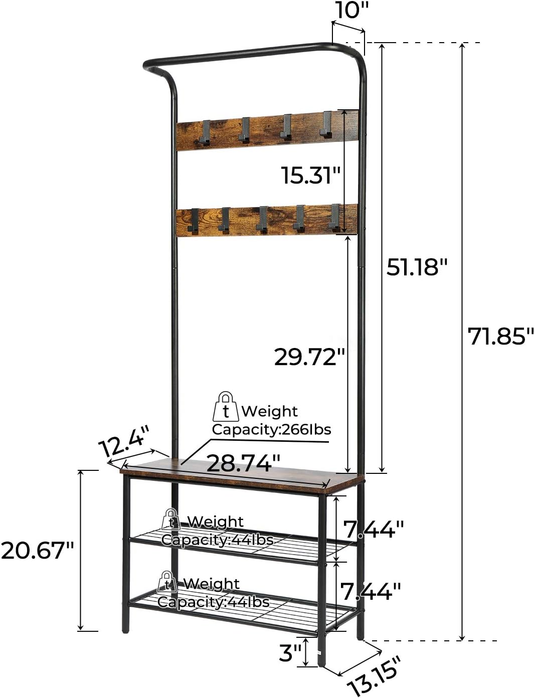 room rack shoes coupon code on Home Kitchen Upscale Decor Neutral Industrial Hall Tree Wood Look Accent Furniture With Metal Frame Easy Assembly Coat Racks Shoe Bench Entryway Storage Shelf Stand With Hooks Entryway Furniture
