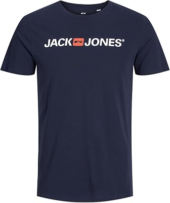 Herren Jjecorp Logo Tee Crew Neck Noos T Shirt, Navy Blazer, L EU
