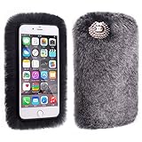 Veatool iphone 6 Case, [Plush Series] and Stylish Rex Rabbit Fur [Cute] for Cover iPhone 6s - Gray