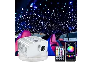 AMKI 10W Twinkle Fiber Optic Star Ceiling Light Kit Mixed 415pcs 9.8ft Music Sound Activated RGBW Light Engine Bluetooth APP Remote Control Car Home Roof Headliner Decor 0.03/0.04/0.06in Fiber Cable