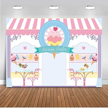 Amazon Com Mehofoto Ice Cream Parlor Backdrop Ice Cream Theme