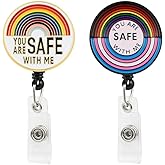 EVECILOO 2 PCS Pride Badge Reels Holder Retractable with Clip Funny Pride LGBTQ Gay Lesbian Bisexual Transgender Supports Rainbow Rainbow Badge Holder for Lanyards Name ID Card (Style A)