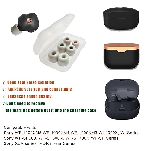 Luckvan Memory Foam Ear Tips for Sony WF-1000XM4 Earbuds Tips Sony Earbuds  Replacement Tips WF-1000XM5 WF-1000