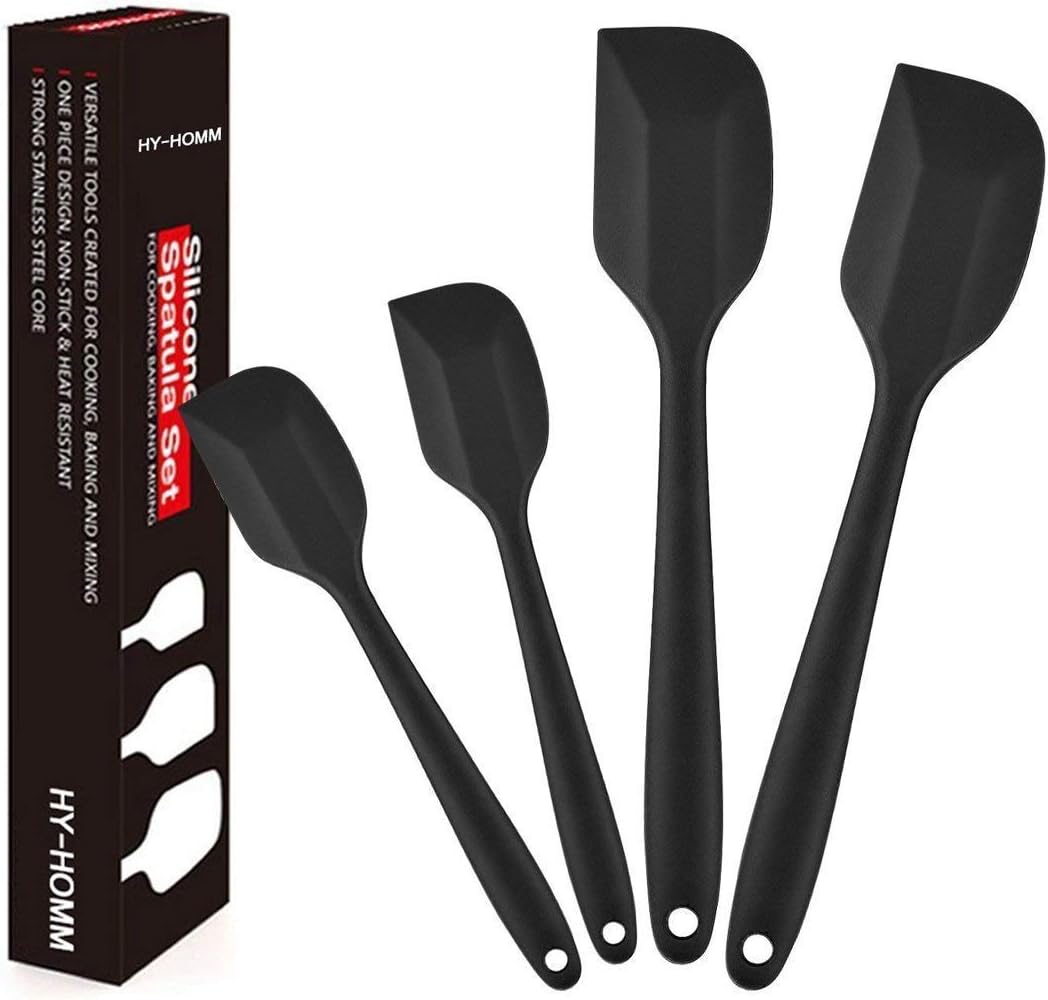 we3 Silicone Spatula Set of 4 pcs Versatile Tools Created for Cooking, Baking and Mixing | One Piece Design, Non-Stick & Heat Resistant | Strong Stainless Steel Core