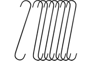 TMTAINS 8 Pack S Hooks Heavy Duty 12 Inch Large S Shape Hooks for Hanging Plant Pots and Pans Steel Metal Hanger Hooks Black Long S-Hooks for Hanging Clothes, Plants, bird feeders, Garden Indoor Outdoor