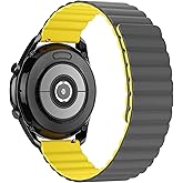 Tasikar 22mm Bands Compatible with Samsung Galaxy Watch 3 45mm Band, Silicone Magnetic Clasp [Double Sided Wearable] Replacement Bracelet Strap for 46mm, Yellow-gray