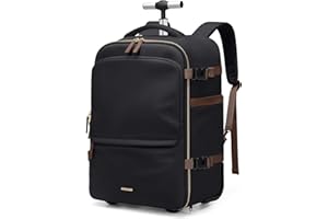 Rolling Backpack for Women 17 Inch Convertible Laptop Backpack with Wheels, 32L Carry On Business Luggage Daypack Water-Resis
