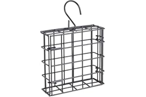 More Birds Suet Cage Bird Feeder, Fruit and Suet Feeder, Single Cake Capacity ,Black