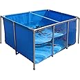 PVC KOI Aquarium Tank, Temporary Fish Tank with Clear Viewing Panel, KOI/Goldfish Pond with 304SS Frame & Drain Valve(59.0" L*31.5" W*27.6" H, About 200Gal Water Capacity)