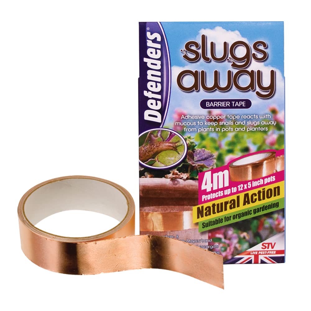 Defenders Slugs Away Barrier Tape – 4 m, Copper, Natural Slug and Snail Deterrent Adhesive Tape, Bronze