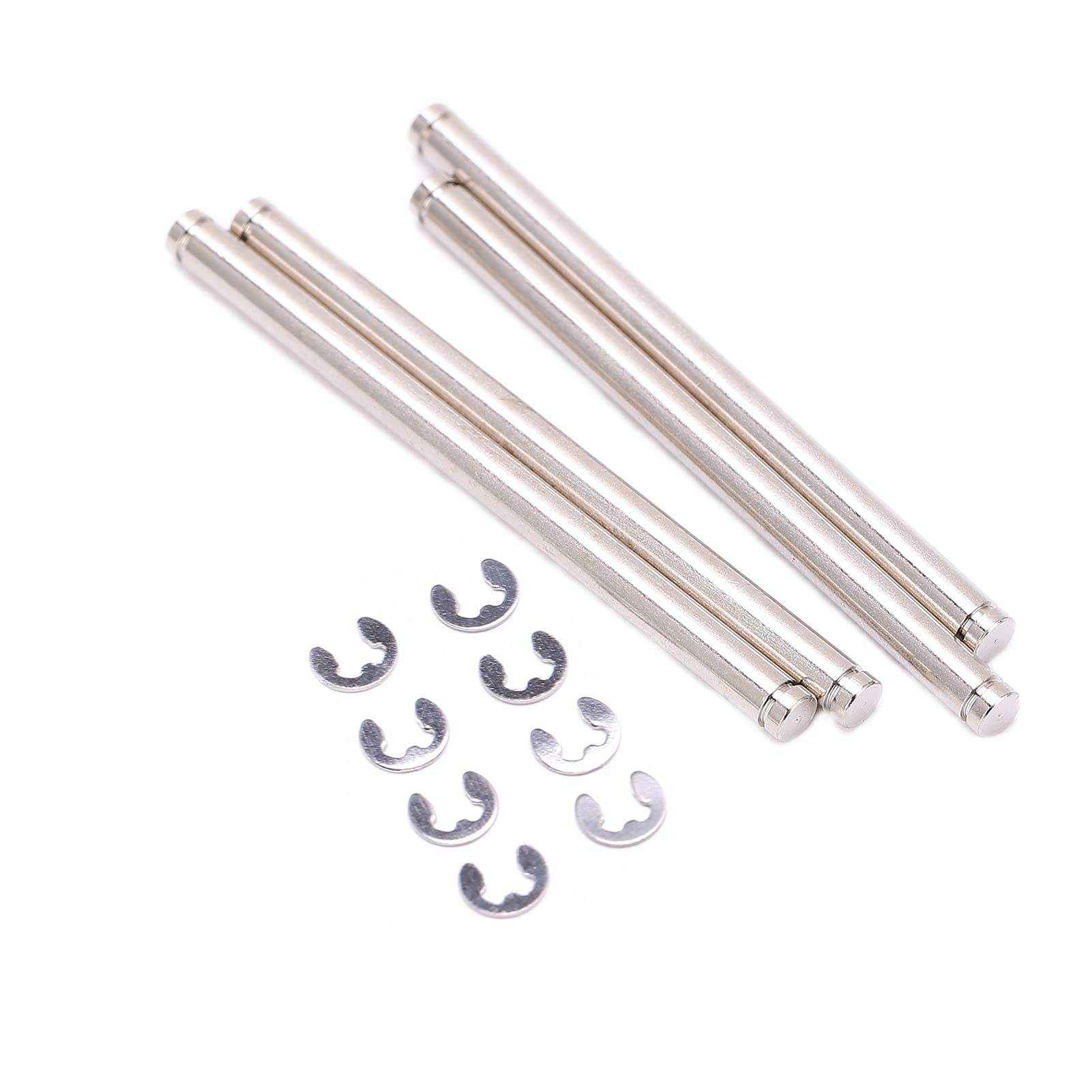 VBESTLIFE 4pcs 1/10 RC Car Suspension Pins Set, RC Car Stainless Steel 48mm Suspension Pins with E Clips for Slash 2WD 1/10 RC Car