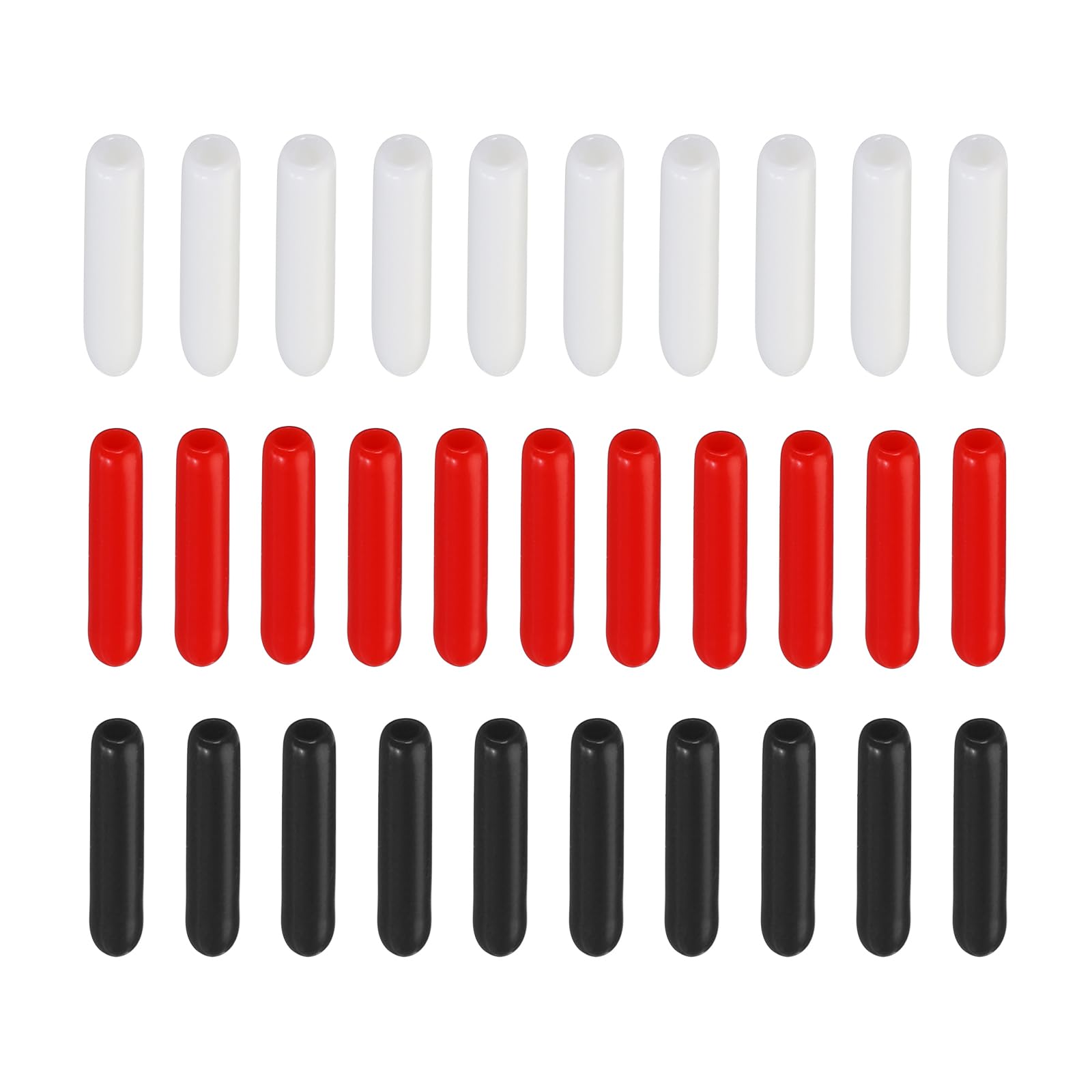 Rebower 300 Pack Screw Thread Protector Cover Rubber End Caps, [for Screw, Bolt, Rod End Cap] - 1/16 inch(1.5mm) inner dia/Black, Red, White/300 Pack