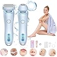 The Glide Pro 3.0 Razor, Razor for Women, 2 in 1 Wet & Dry Electric Waterproof Razor, Painless Hair Removal Removable Head for Bikini Leg Arm Underarm Area (Blue)