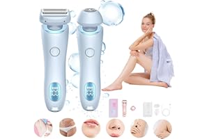 NUBUDOZ The Glide Pro 3.0 Razor, Razor for Women, 2 in 1 Wet & Dry Electric Waterproof Razor, Painless Hair Removal Removable Head for Bikini Leg Arm Underarm Area (Blue)