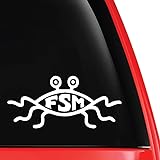 EvolveFISH FSM Flying Spaghetti Monster Vinyl Decal White 5"
