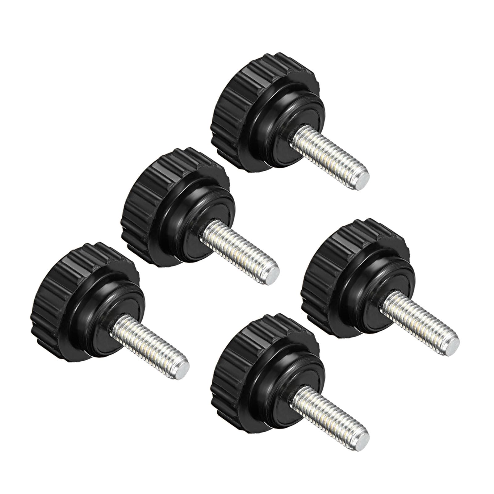 CoCud Knurled Clamping Knobs, M5 x 16mm Male Thread 21mm Head, Thermoset Plastic Thumb Screw Grip Bolt Knobs Black - (Applications: for Lathe Machinery), 5-Pieces