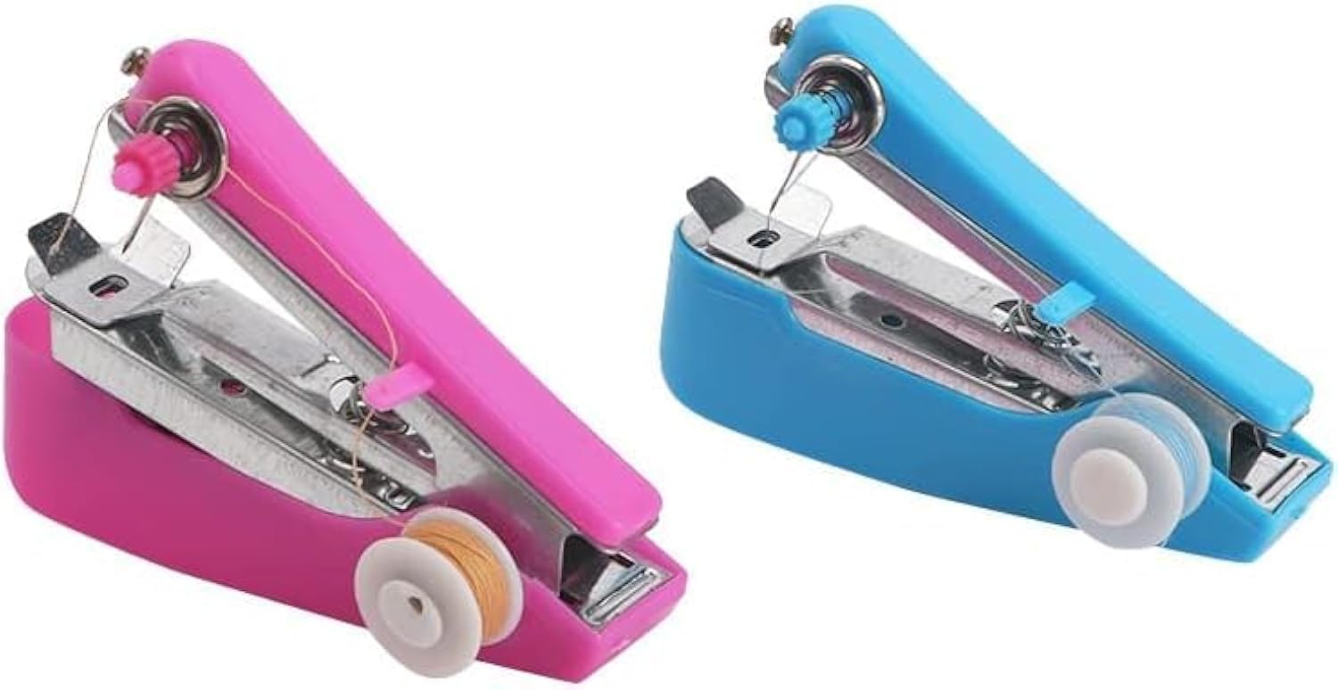 Photo 1 of 1 Pcs Handheld Sewing Machine,Portable Heavy Duty Mini Manual Sewing Machine for Fabrics, Clothes, DIY Needlework Handy Stitch Quick Repair Tool (Random Color)