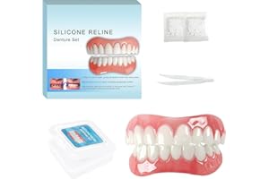 AIKAPLUS Moldable False Teeth - Silicone Dentures - Men and Veneers Teeth for Women - Upper and Lower Matching Set, Convenient and Quick, Suitable for Daily, Party, 1PCS