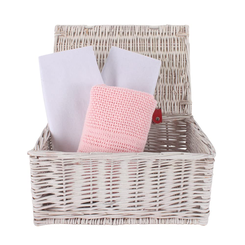 Junior Joy Baby Bedding Bundle, Moses Basket, Fitted Sheets, Cellular Blanket, for Baby and Toddler, Oeko-Tex Standard 100, 100% Cotton - Pink & White