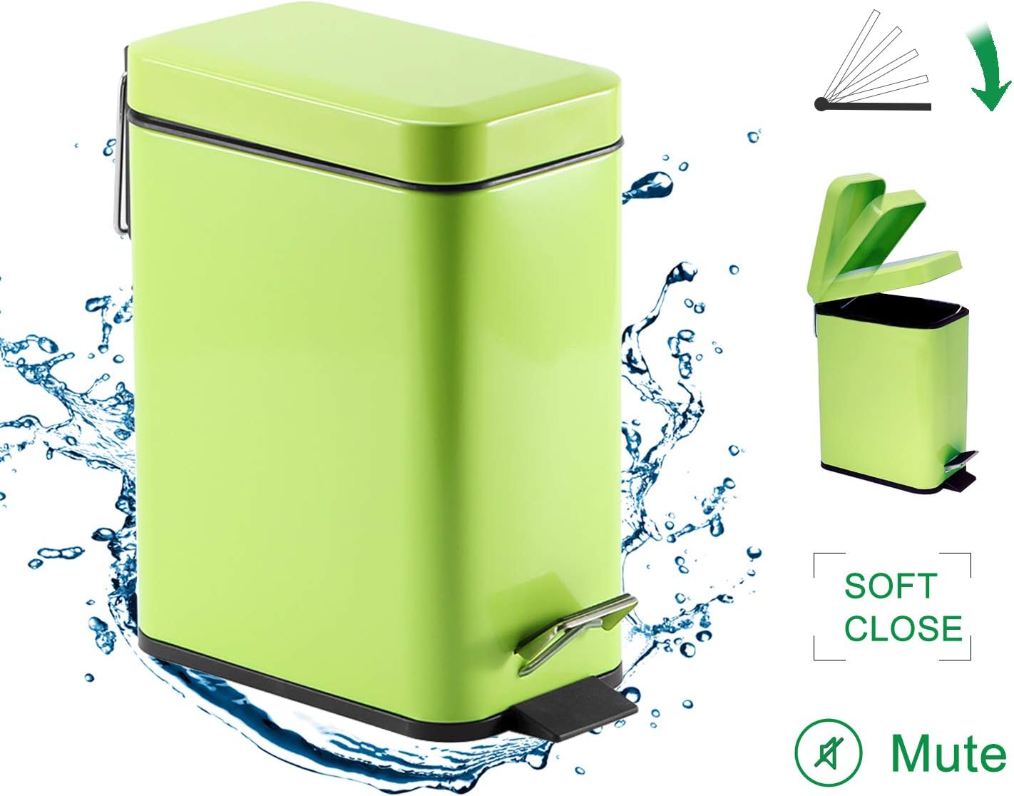 GiniHome Office Bin, Small Kitchen & Bathroom, Waste BasketSoft Close