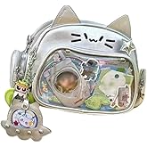 Cat Ita Bag Pin Display Backpack for School PU Leather Preppy Backpack for Girls Y2k Aesthetic Single Shoulder Bag