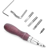 7-in-1 Leather Stitching Groover, Adjustable Creasing Edge Beveler Tool Set | 4 Interchangeable Stainless Steel Tips, Creasing Edge Beveler, Leathercraft Carving Cutting Kits ,for Trimming, Digging