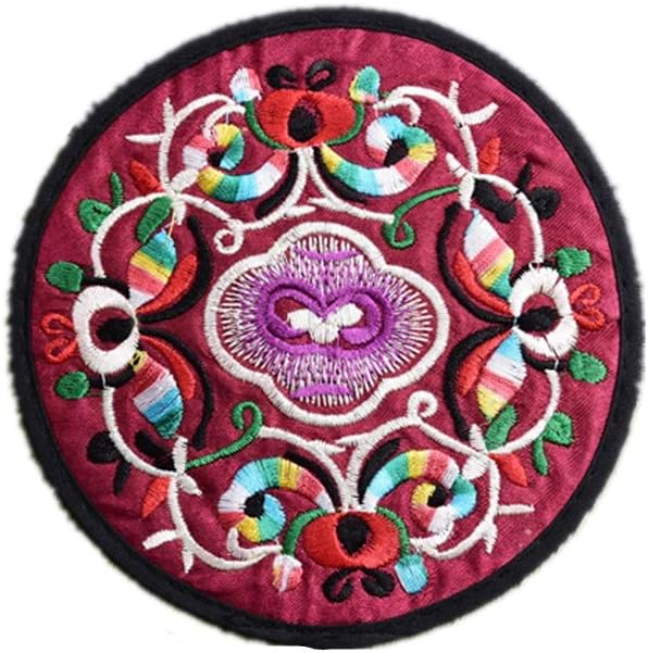Coaster Chinese Style Creative Home Round Embroidered Cloth Coaster Insulated Table Mat Coaster Set (Color : Jujube, Size : 10cm)
