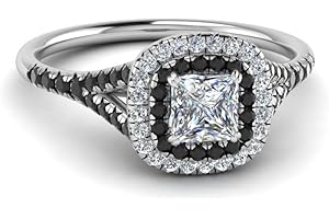 JewelryGift Choose Your Gemstone Delicate Double Halo Diamond CZ Ring sterling silver Princess Shape Halo Engagement Rings Matching Jewelry Wedding Jewelry Easy to Wear Gifts US Size 4 to 12