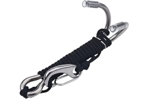 DILWE Reef Drift Hook, Diving Double Dual Stainless Steel Reef Drift Hook with Line for Cave Dive(Black)