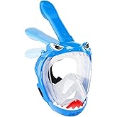 Full Face Snorkel Mask for Kids with 180° Panoramic View, Snorkeling Set Featuring Anti-Leak and Anti-Fog Foldable Dry Top Design for Safe Underwater Adventures Snorkeling Gear for Kids
