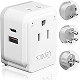 Africa Power Plug Adapter Travel Set Ceptics, Fast Safe Dual USB & USB-C 3.1A - 2 USA Outlet - Compact & Powerful - Use in So