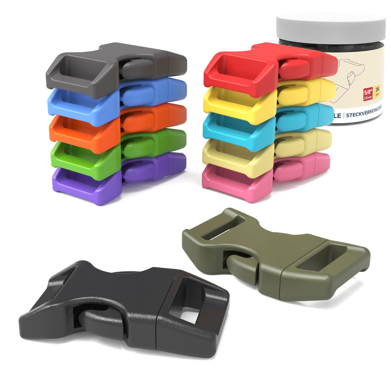 Abma Cord Paracord Bracelet Buckles 36pcs x 16mm (5/8") Paracord Buckles Clips Side Release Plastic Buckles for Bracelets, Crafts and DIY — image 1
