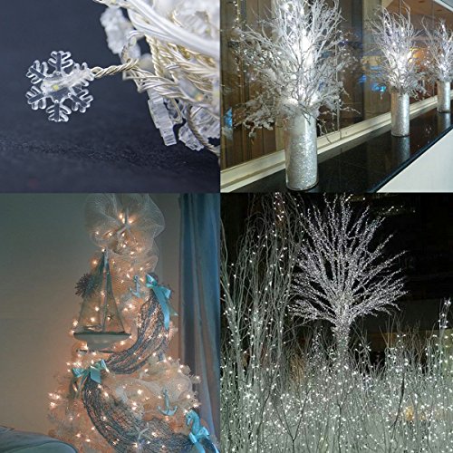 TOFU Decorative String Lights, 5 ft 40 LED Battery Operated Copper Lights Jar for Wedding, Home, Birthday, Indoor, Outdoor, Bedroom, Dorm, Party, Christmas Tree Decoration (Snowflakes White)