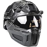 Tactical Fast Helmet Set Adjustable Airsoft Helmet with Mask Helmets Cover and Goggles Lightweight Outdoor Tactical Gear for Paintball CS Hunting Airsoft Training