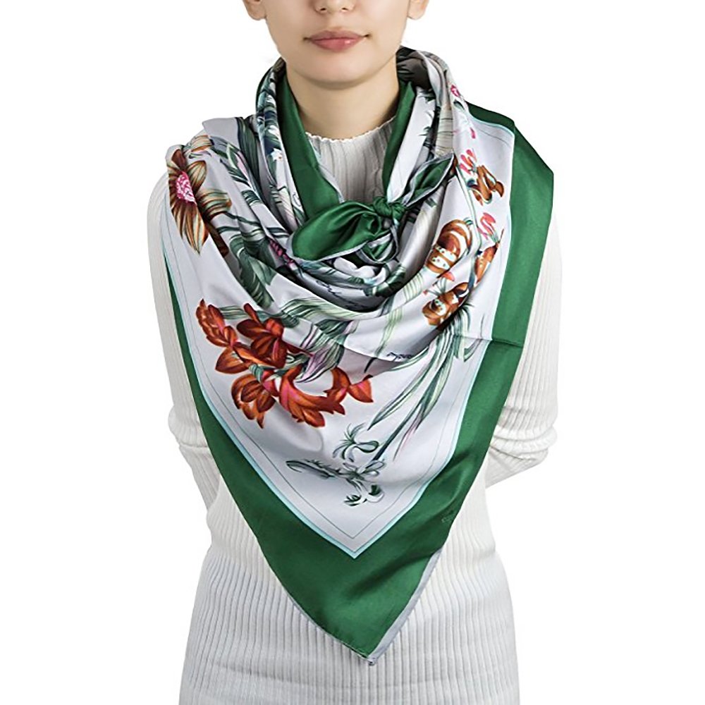 Flowomen Women\'s Silk Scarf Large Square Satin Headscarf Fashion Daily Luxury Neckerchief