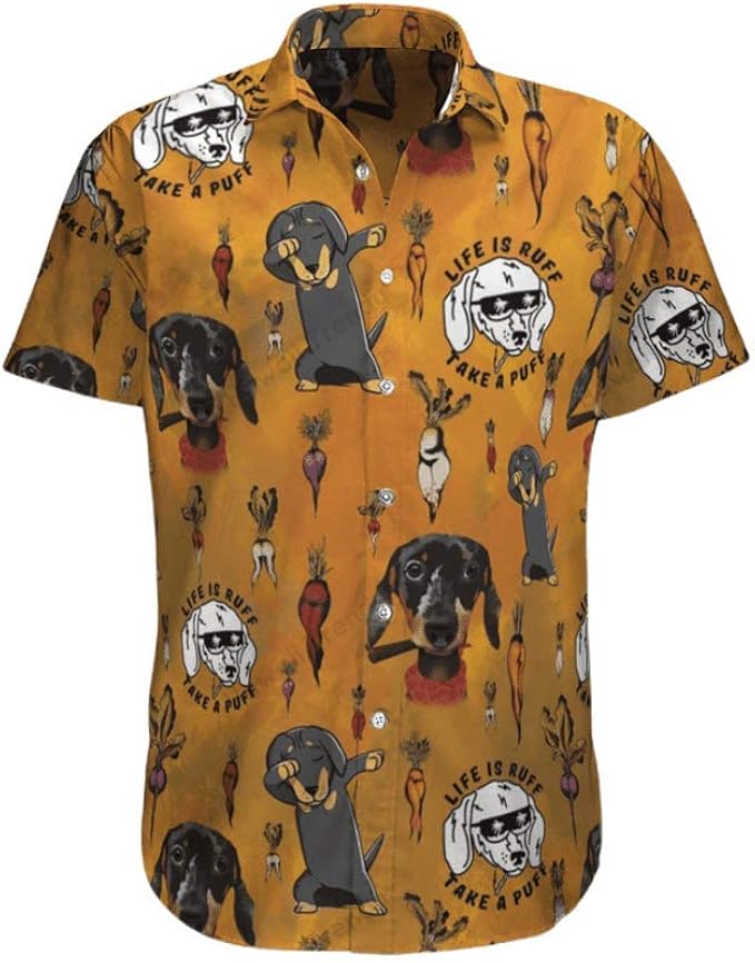 dachshund print hawaiian shirt