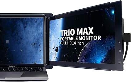 Amazon ポータブルモニター モバイルディスプレイ 小型モニター モバイルモニター Trio Max モバイルディスプレイ 14インチ デュアル トリプル Usb A Usb C Fhd 1080p スクリーンアイケア Ipsパネル 13 17インチのノートパソコン Windows Os Android Nintendo Switch