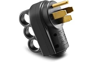Aweking ETL Listed 50A AC 125V/250V RV Power Plug Adapter Connector 14-50P,50A 50 Amp,AC 125V/250V,Hand Grip Ring,Male Plug,Ergonomic Grip