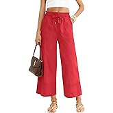 LOMON Women's Wide Leg Pants Dressy Casual Palazzo Pants Flowy Slacks Elastic Waist with Pockets