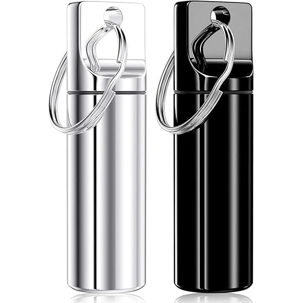Stainless Steel Pill Box Keychain - Waterproof Single Chamber ...