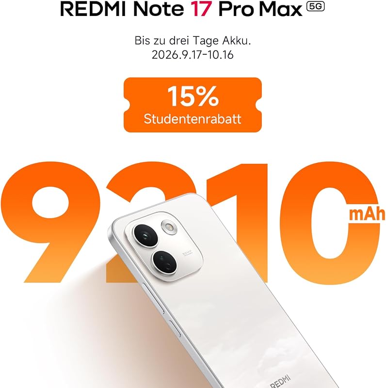 REDMI Note 17 Pro Max 5G, Smartphone 8+512 GB, Black, 9210 mAh Akku