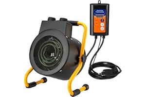 GNRZZT Greenhouse Heater with Digital Thermostat, Green House Heater for Plants,1500W Electric Grow Tent Heaters, Overheat Protection, Fast Heating for Green House, Flower Room, Black