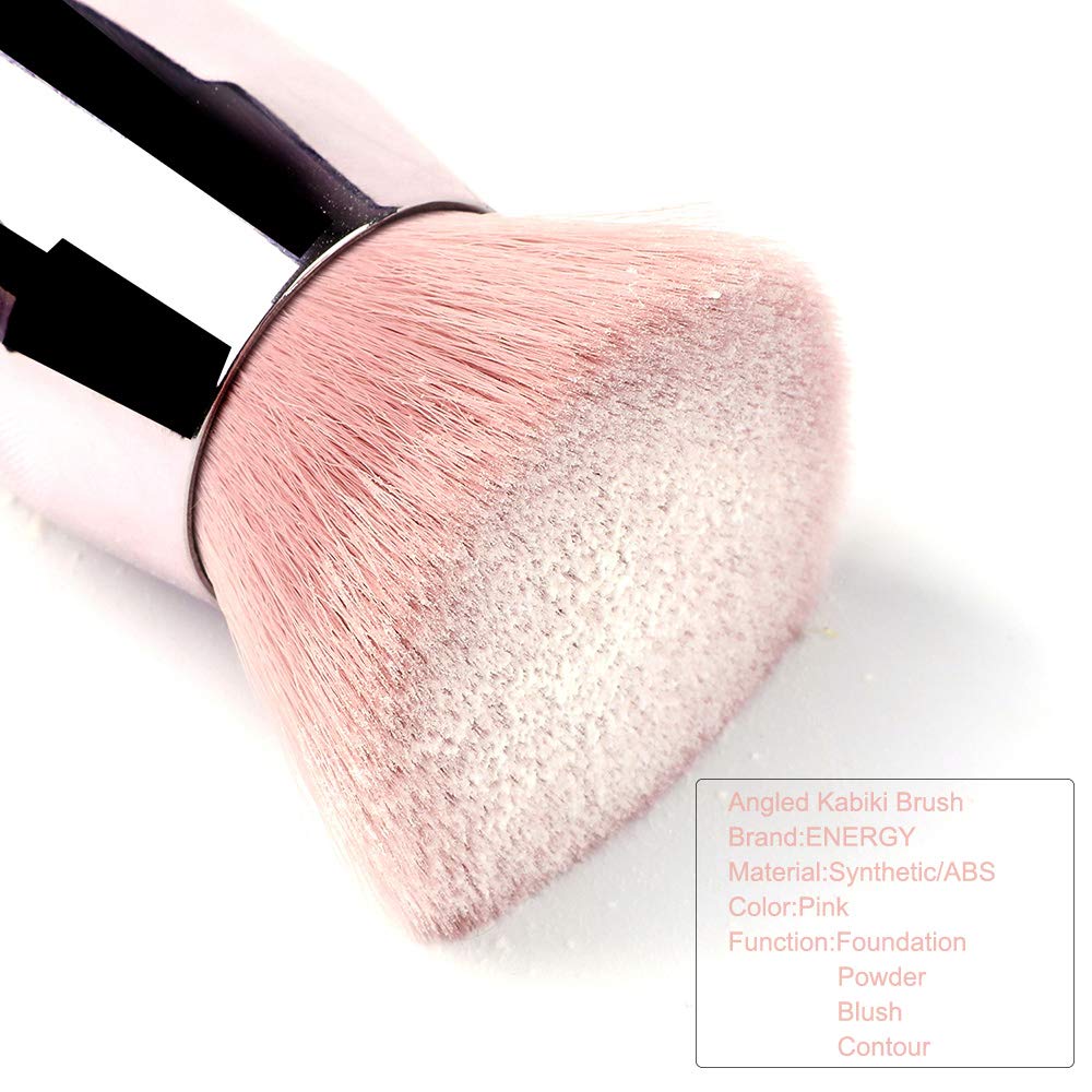 ENERGY Kabuki Powder Foundation Brush Portable Powder Brush Angled Large Face Blush Brush(Pink,Angled): Beauty