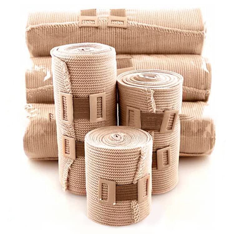 Elastic Compression Bandage with Clips Bandage Wraps Stretch Bandage Rolls First Aid Bandage, Sport Leg Hand Support Tape Rolls, 4 Size, Pack of 12 (Elastic Bandage)