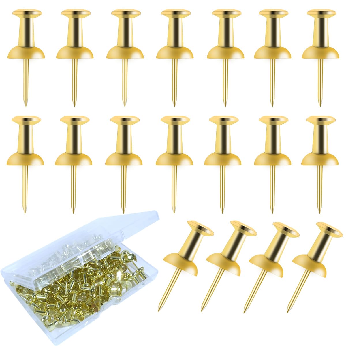 Photo 1 of 100Pcs Push Pins Gold, Stick Pins for Bulletin Board, Poster Pins, Double Headed Picture Hanging Nails, Pins for Wall ?Gold?