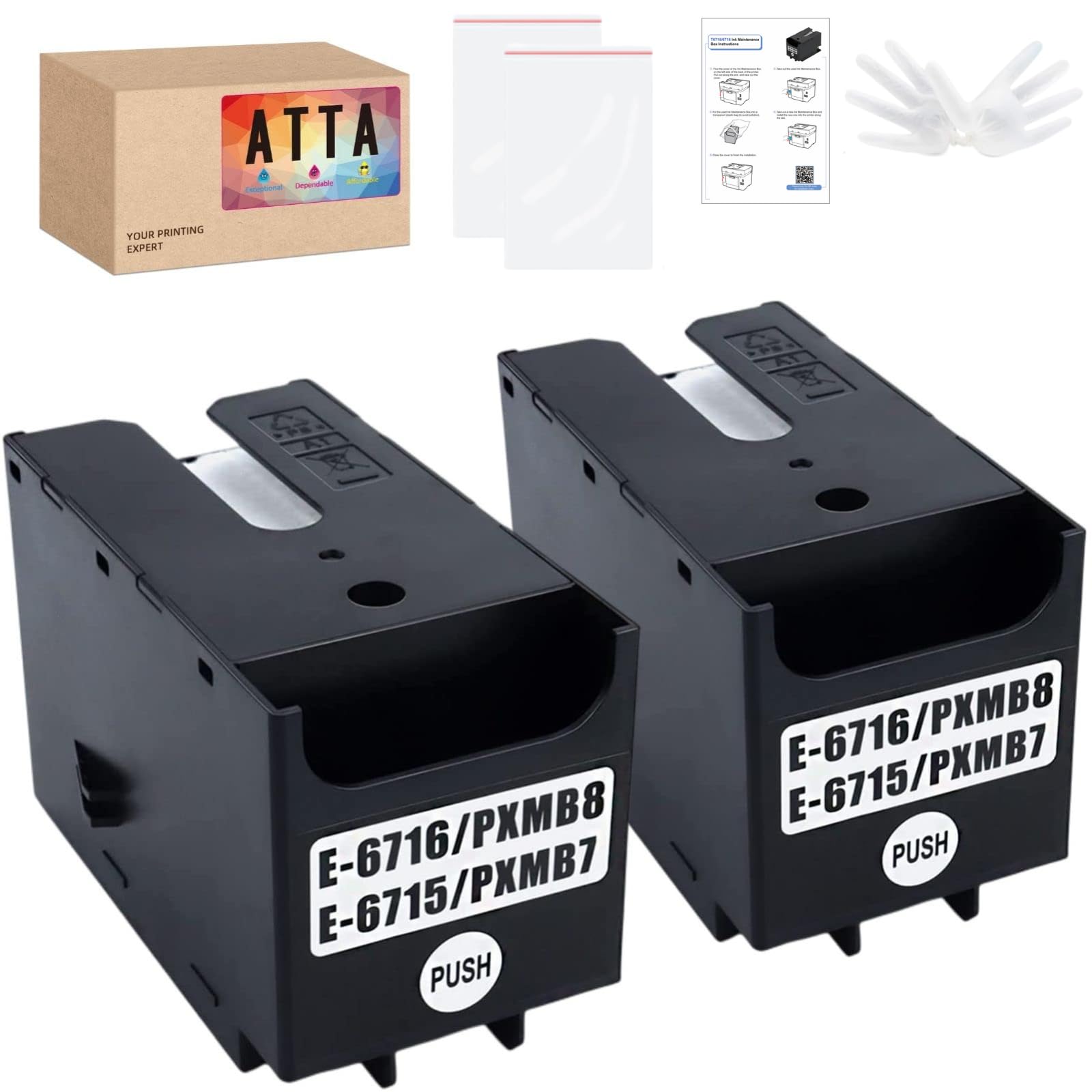 ATTA T6715 T6716 Ink Maintenance Box, Replace T6715 T6716 C13T671600 C13T671500, Work with WF-4720DWF WF-4725DWF WF-4730DTWF WF-4740DTWF WF-C529R WF-C529RDTW WF-C579RDTWF WF-C579RD2TWF WF-C579RDWF