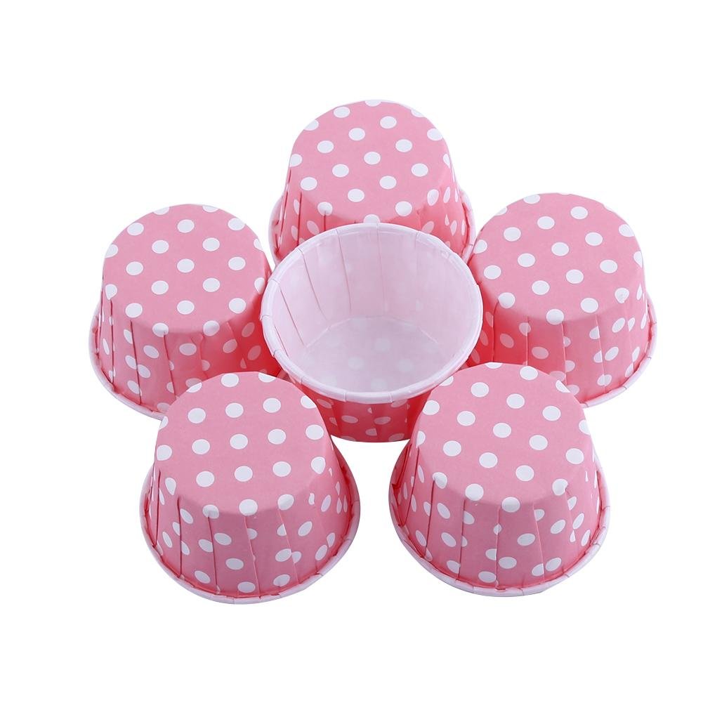 100pcs Paper Baking Cups Greaseproof Paper Cupcake Liner Case Wrapper Muffin Baking Cup Decoration Cups, 8 Colors for Choosing(Pink)
