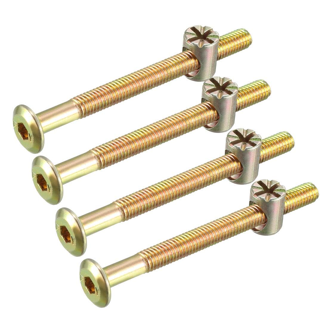 TOP-VIGOR 4Pcs Furniture Bolt Nut Set, M6x70mm Barrel Bolts and Nuts, Hex Socket Head Cap Screws Bolts Nuts, Furniture Cot Bed Bolts Crib Screws for Crib Bunk Bed Furniture Cot