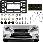 KHGUZ Car License Plate Frame, Vehicle Front Bumper License Plate Mounting Kit & Bracket Holder, Auto Bumper Tag Frame Mount Adapter with Ties, Universal for SUV, Sedan, Truck
