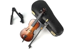 ALANO Wood Miniature Cello with Stand, Bow and Case,Mini Musical Instrument,Mini Musical Ornament with leather box (C-12-S)